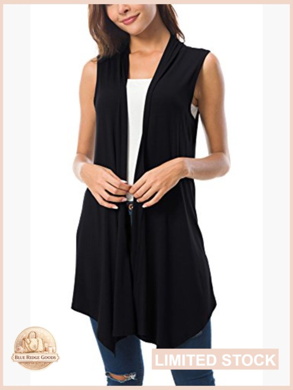 Sleeveless Cardigan Vest Lightweight Open Front Summer Layering Piece - Picture 4 of 6